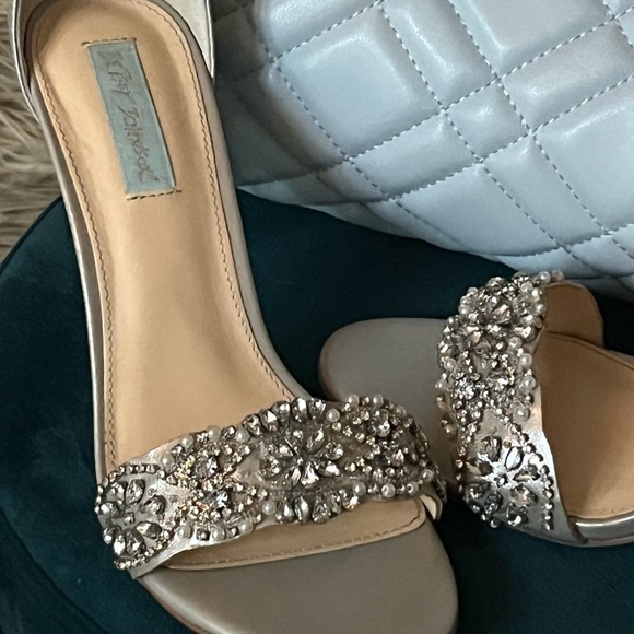 Betsey Johnson Silver “Gina” Rhinestone Heels - Picture 6 of 10